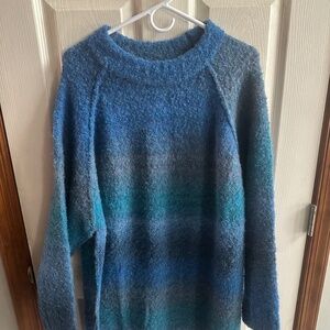 Natural life super oversized blue gradient fluffy sweater dress